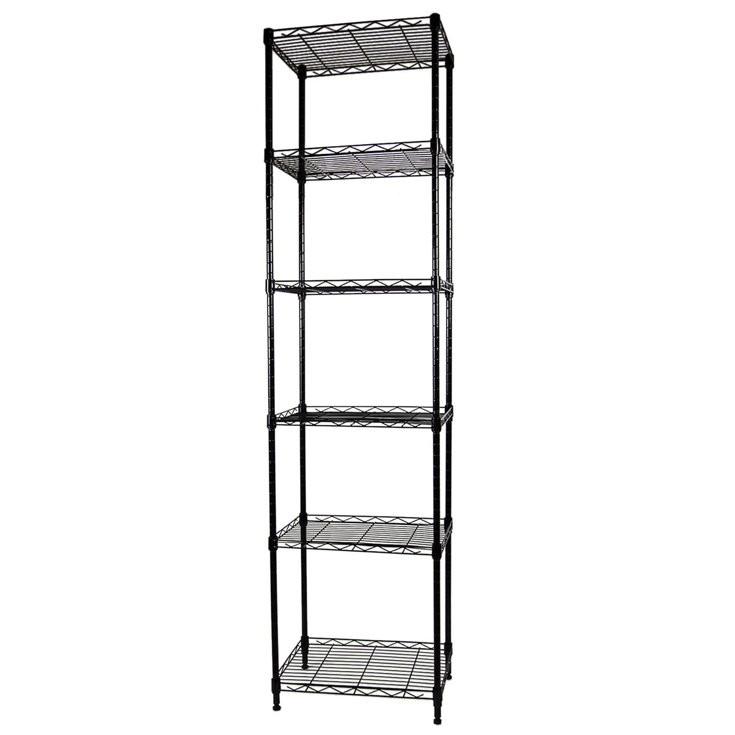 SUNLPH 6-Tier Wire Shelving Adjustable Shelves Unit Metal Storage Rack for Laundry Bathroom Kitchen Pantry Closet Organization (Black, 16.6" L x SUNLPH