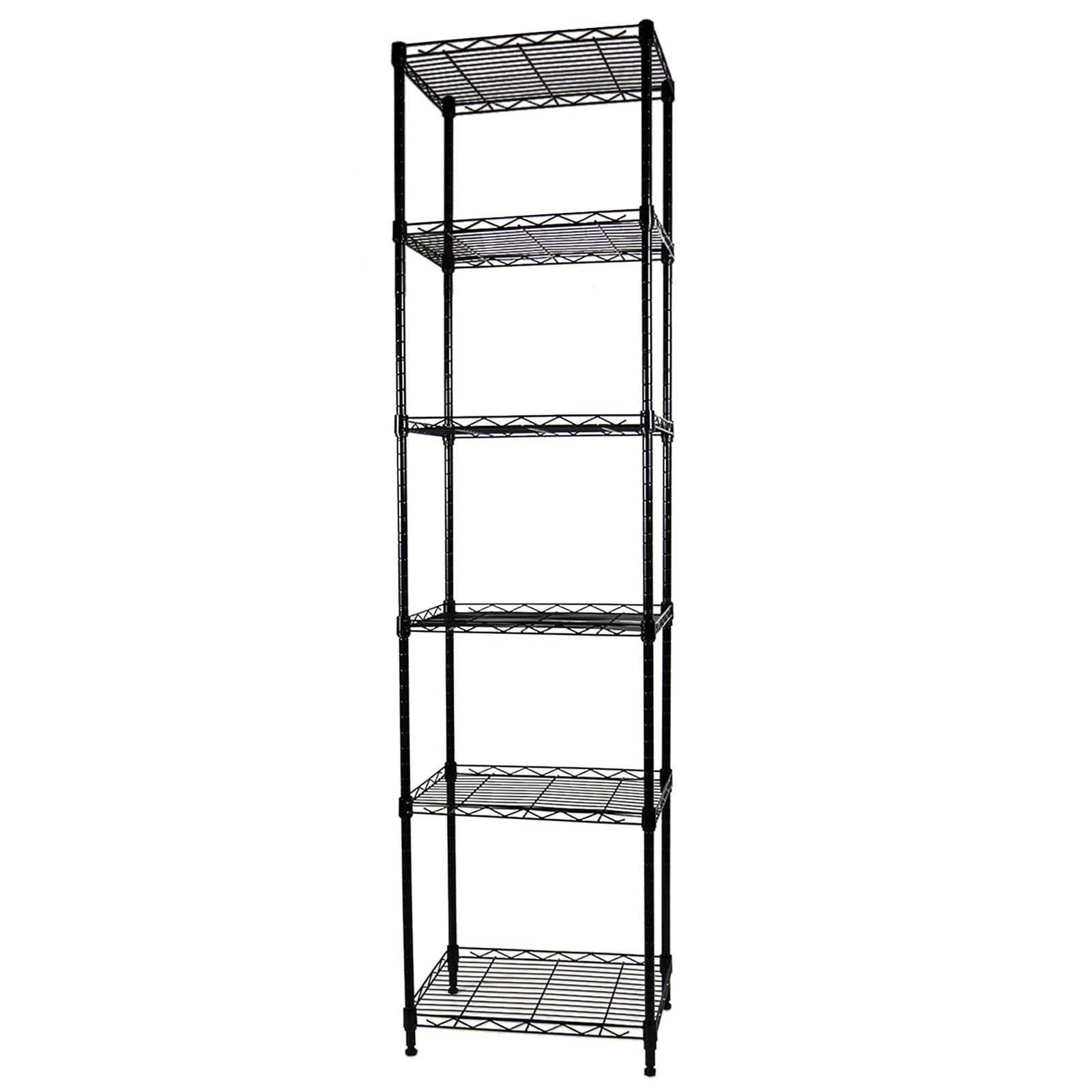 SUNLPH 6-Tier Wire Shelving Adjustable Shelves Unit Metal Storage Rack for Laundry Bathroom Kitchen Pantry Closet Organization (Black, 16.6" L x - WoodArtSupply