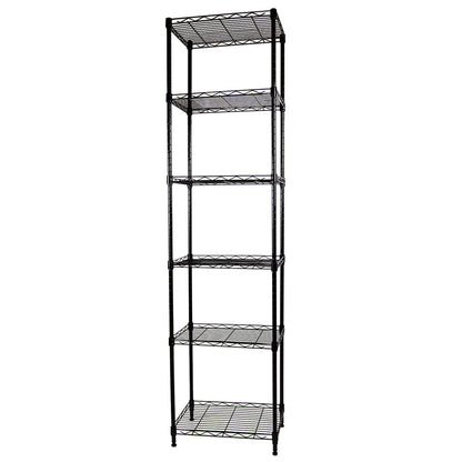 SUNLPH 6-Tier Wire Shelving Adjustable Shelves Unit Metal Storage Rack for Laundry Bathroom Kitchen Pantry Closet Organization (Black, 16.6" L x - WoodArtSupply