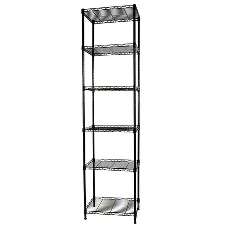 SUNLPH 6-Tier Wire Shelving Adjustable Shelves Unit Metal Storage Rack for Laundry Bathroom Kitchen Pantry Closet Organization (Black, 16.6" L x SUNLPH