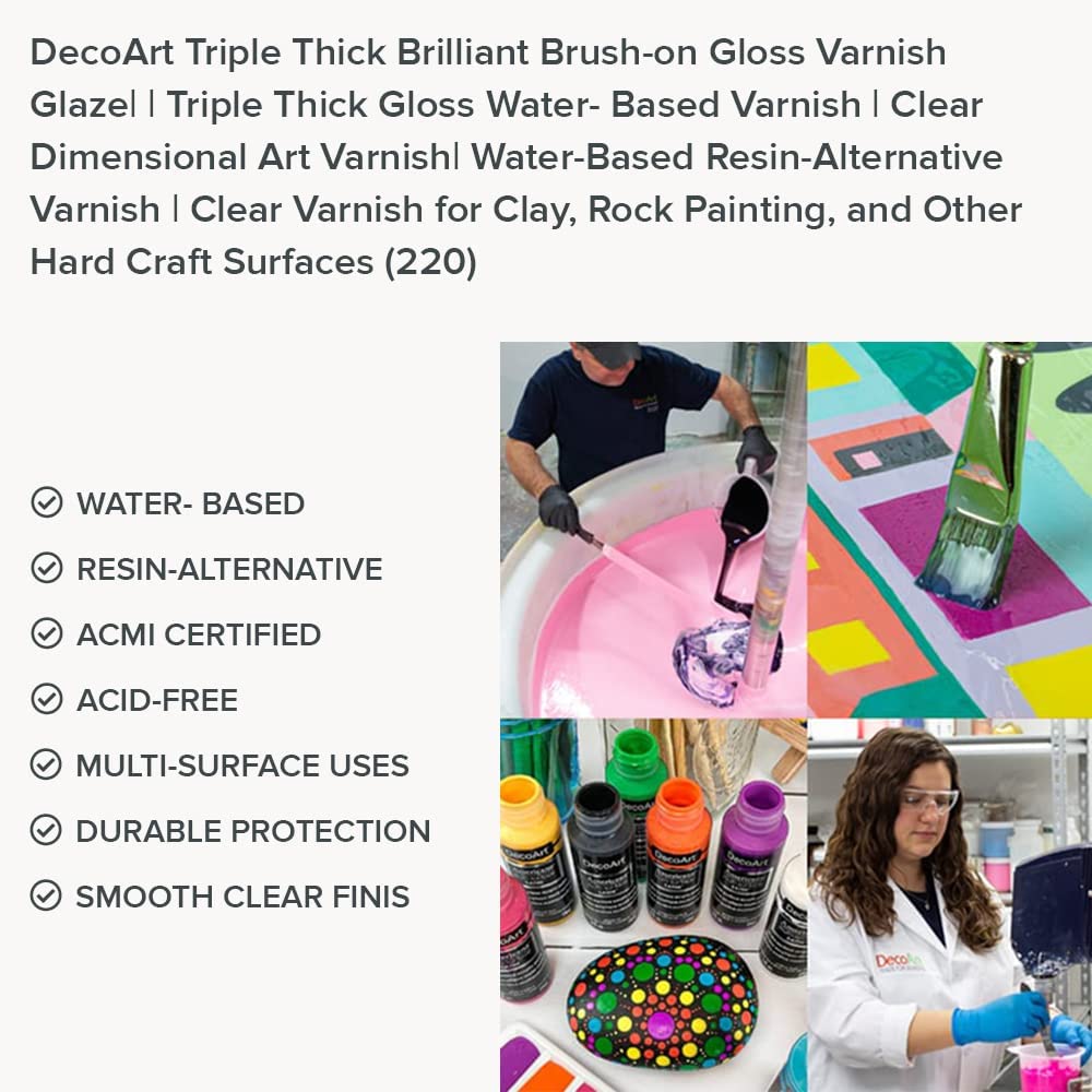 DecoArt Triple Thick Gloss Glaze - Jar, 8fl oz (3 Pack) - WoodArtSupply