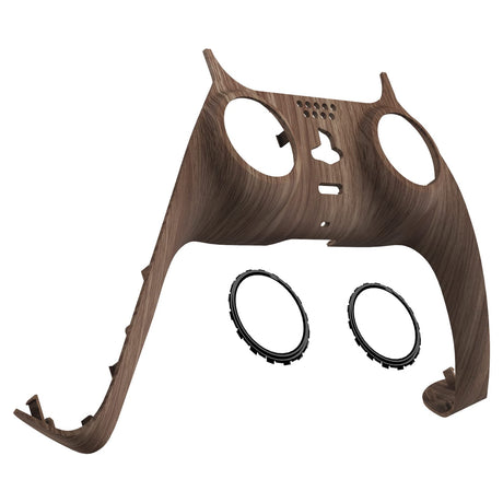 eXtremeRate Wood Grain Decorative Trim Shell Compatible with ps5 Controller, Soft Touch DIY Replacement Clip Shell, Custom Plates Cover Compatible eXtremeRate