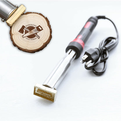 Custom Electric Branding Iron with Personalised Stamp for Wood and Leather, 200W Heat Tool - WoodArtSupply