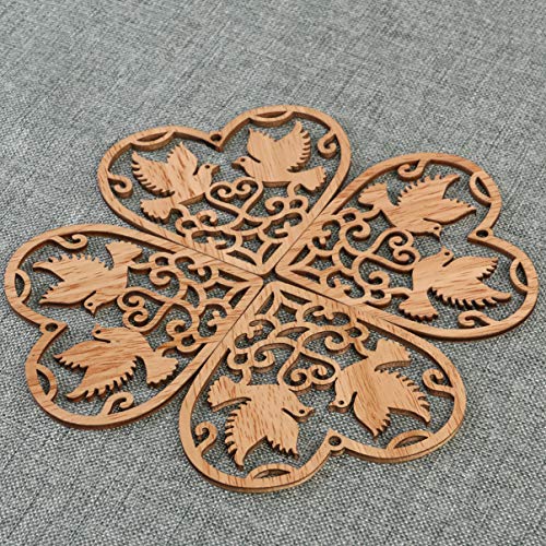 Healifty 10Pcs Heart Wooden Pieces Unfinished Wood Slices Discs Cutouts Shapes Love Birds Confetti for Crafts Embellishments Rustic Wedding Table