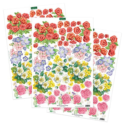 Katy Sue Flower Patch Pots Card Making Kit - Contains 8 Cards, 8 Envelopes, 3 Sheets of Floral Die Cut Decoupage & 2 Sheets of Foiled & Die Cut - WoodArtSupply