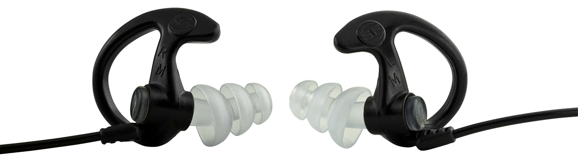 SureFire EP5 Sonic Defenders Max Full-Block Earplugs, triple flanged design, reusable, Black, Medium - WoodArtSupply