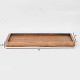 Samhita Mango Wood Serving Platter with Raised Edge -Set of 3 for Display Fruit Snacks Appetizer Sushi Food Decorative (12" x 5" x 0.75") Samhita