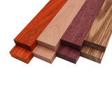 Imported Exotic Hardwood Variety Pack - Zebrawood, Purpleheart, Padauk, Okoume - 3/4" x 2" (8 Pcs) (3/4" x 2" x 12") Barrington Hardwoods