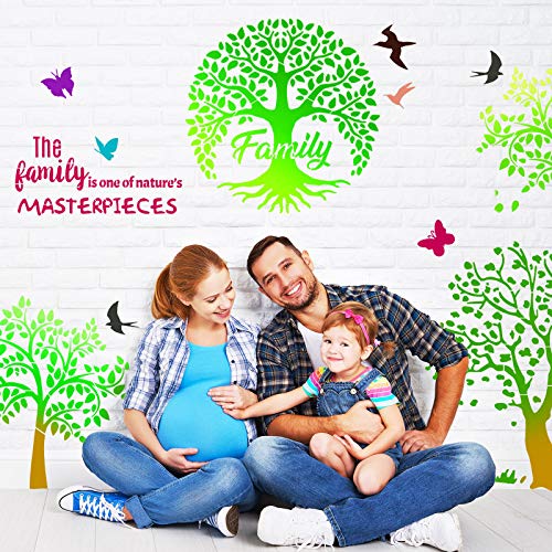 6 Pieces Sunflower Stencil Kit, Reusable Family Tree Stencil Flower Butterfly Painting Templates You are My Sunshine Stencil with Metal Open Ring for Zonon