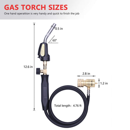 Propane Torch Hand Hose, Mapp Gas Torch,Welding Torch,Hose Length 1.5M/60"Maximum Operating Temperature 1900℃/3600℉-with Hook (Quick ignition with - WoodArtSupply