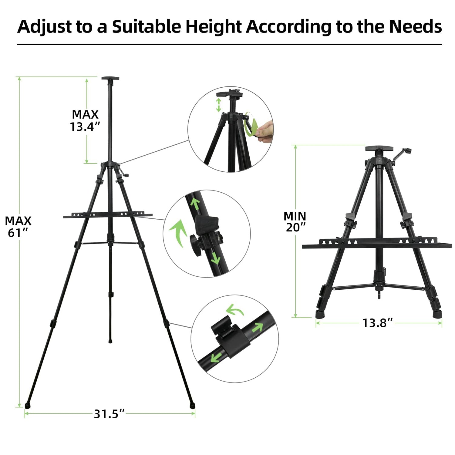 NewZeal Artist Easel Stand Painting Stand Art Easel, 20"to 61" Art Easel for Painting Canvase & Displaying, Aluminum Adjustable Height Display Tripod Newzealkids