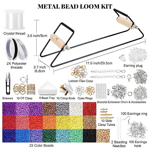 PP OPOUNT Value Bead Loom Kit, 11343 PCS Loom Beading Supplies with Lots of Seed Beads, Complete Jewelry Making Tools and Accessories, Beading Loom - WoodArtSupply