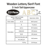 3 Inch 219 Pieces Wood Unfinished Letters Unpainted Wooden Surface Alphabet Letters for Hobby DIY Crafts Cregugua