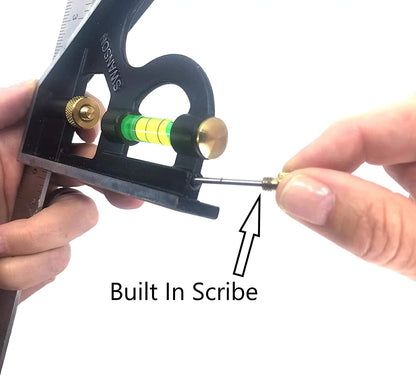 Swanson Tool Co TC132 12-Inch Combo Square with Cast Zinc Body, Stainless Steel Ruler and Brass Bolt