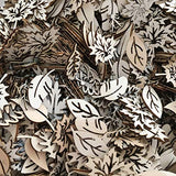 Happyyami 50pcs Wooden Leaves Unfinished Wood Cutouts Wood Shapes Pieces Wood Discs Slices for DIY Craft Wedding Birthday Party Favors Centerpieces Happyyami