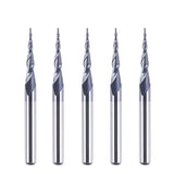 SpeTool 5Pcs Tapered Ball Nose Carving End Mill 1/8 inch Shank 0.25MM Radius (0.5MM Diameter) Tips 3D Woodworking Tool CNC Router Bits SpeTool