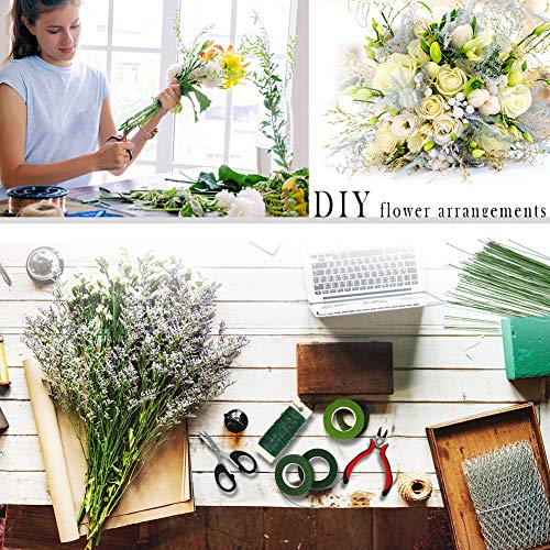 Floral Arrangement Kit,17 Pieces Flower Tools Include Floral Wire Cutter Scissor Floral Tape 22 Gauge Paddle Wire 26 Gauge Stem Wire Pearl Corsage West Bay
