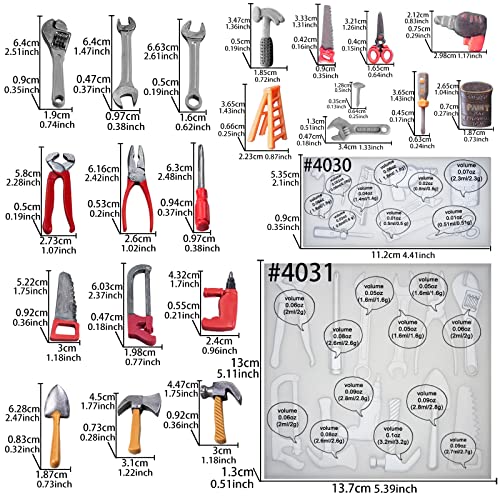 Construction Tools Fondant Silicone Molds Set for Chocolate Candy Sugarcraft Cupcake Topper Cookie Decorating, Epoxy Resin Soap Clay Wax Craft FUNSHOWCASE