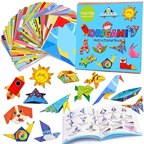 hapray Origami Kit for Kids Ages 5-8 8-12, with Guiding Book, 98 Sheets Paper with 47 Patterns, DIY Art and Craft Projects, Beginners Children's Day hapray