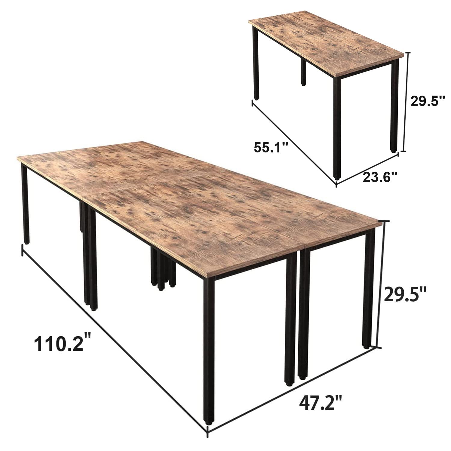 Bonzy Home Conference Tables 9ft Office Computer Desk for Meeting Room Study Writing Printer Podcast Table Save Space Design for 10 People Rustic Bonzy Home