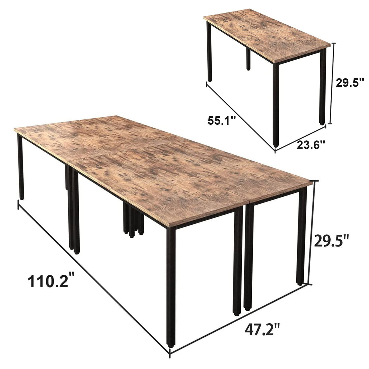 Bonzy Home Conference Tables 9ft Office Computer Desk for Meeting Room Study Writing Printer Podcast Table Save Space Design for 10 People Rustic Bonzy Home