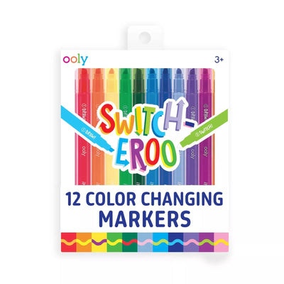 Ooly 12 Pack Switch-eroo Double Sided Color Changing Markers in Vibrant Colors, Color Changeable Markers are Cool Back to School Supplies for Art