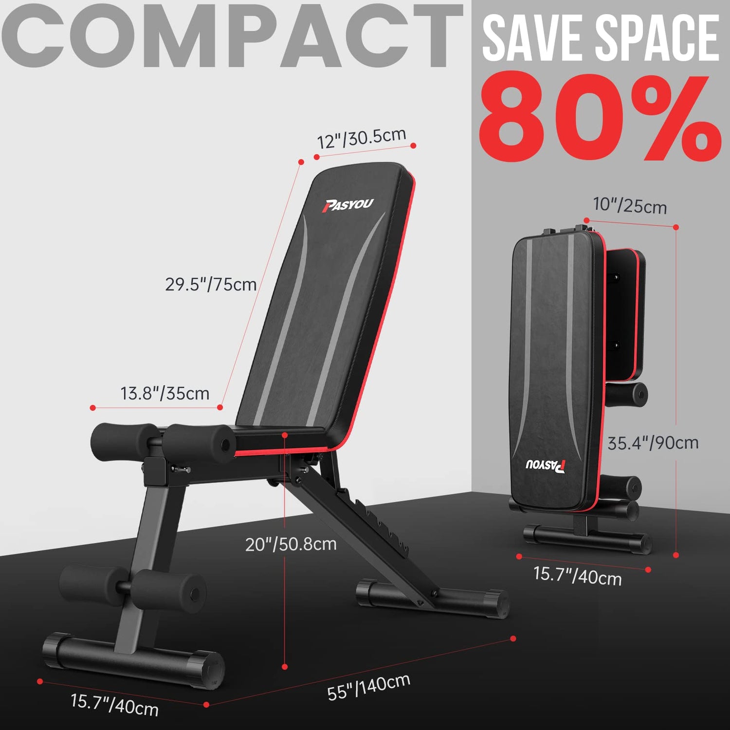 PASYOU Adjustable Weight Bench Full Body Workout Multi-Purpose Foldable Incline Decline Exercise Workout Bench for Home Gym PASYOU