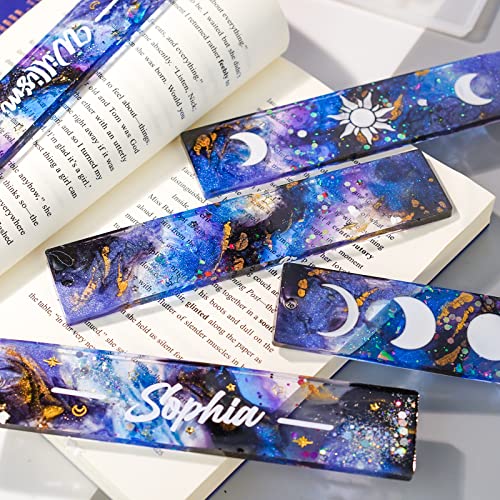 LET'S RESIN Bookmark Resin Molds Silicone 1.5'' Wide, Blank and Cat Moon Pattern Silicone Bookmark Molds Kit with 20pcs Tassels, Rectangle Bookmark LET'S RESIN