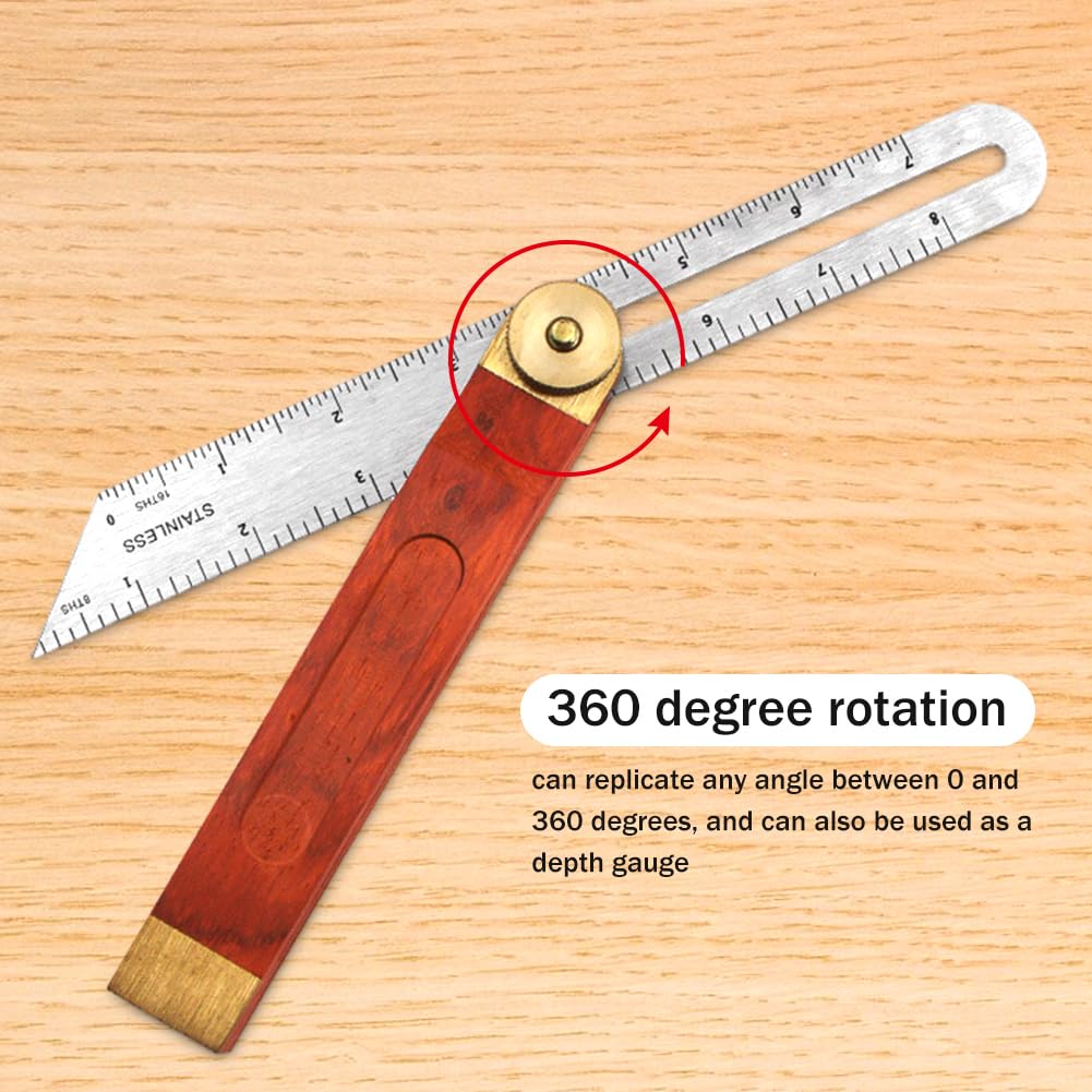 QWLWBU 2Pcs Angle Protractor, T Bevel Angle Finder with Wooden Handle Sliding T-Bevel Bevel Gauge for Carpenter