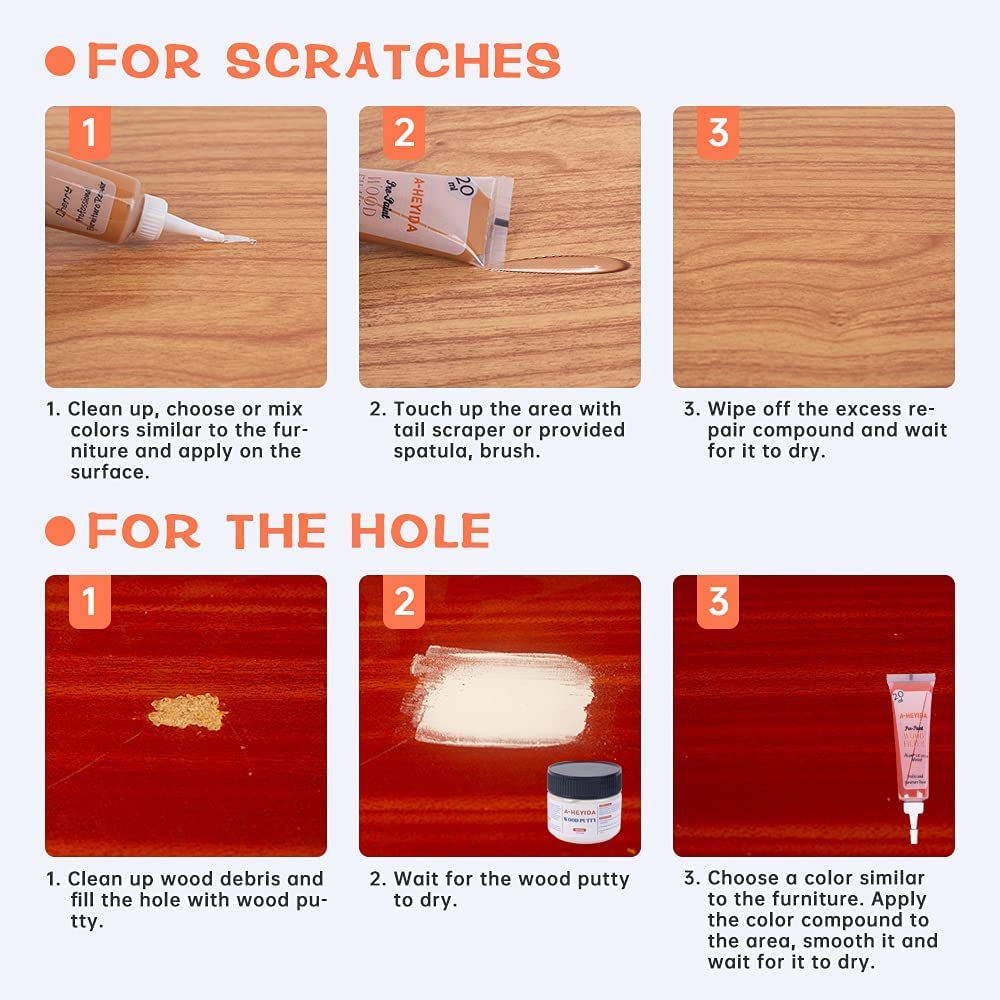 Wood Furniture Repair Kit - 18 Colors Wood Filler Hardwood Laminate Vinyl Floor Repair Kit Wood Putty Cabinet Touch Up Kit - Cover Scratches, Stains,