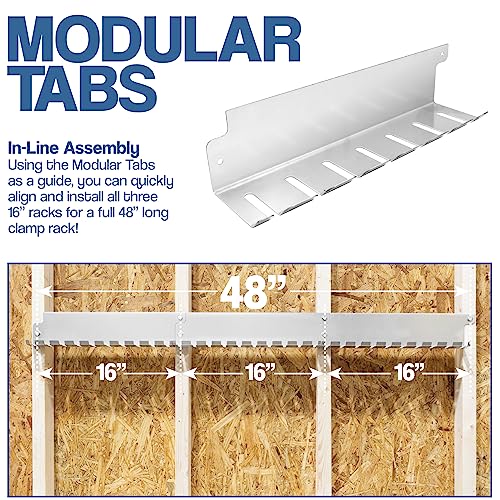 Bar/Parallel Clamp Modular Clamp Rack • Easy and Quick to Align • Pre-Drilled 16 inch on Center • 3 Pack Fulton Woodworking Tools