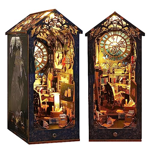 Losbenco Book Nook Kit, DIY Dollhouse Booknook Bookshelf Insert Decor Alley, DIY Book Nook Miniature Kit with Lights, 3D Wooden Puzzle Decorative Losbenco