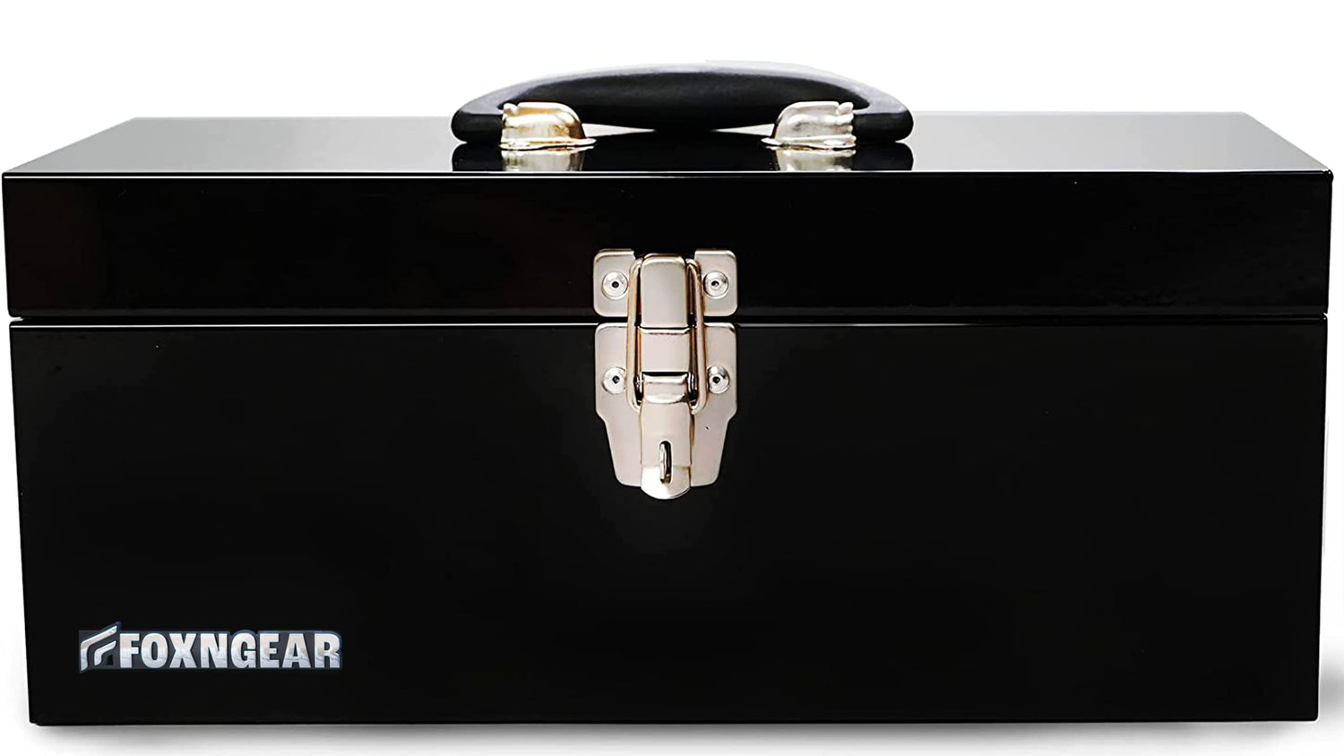 16" Portable Steel Heavy-duty Tool Box 18-Gauge with Metal Latch and Handle Black HantekSteel