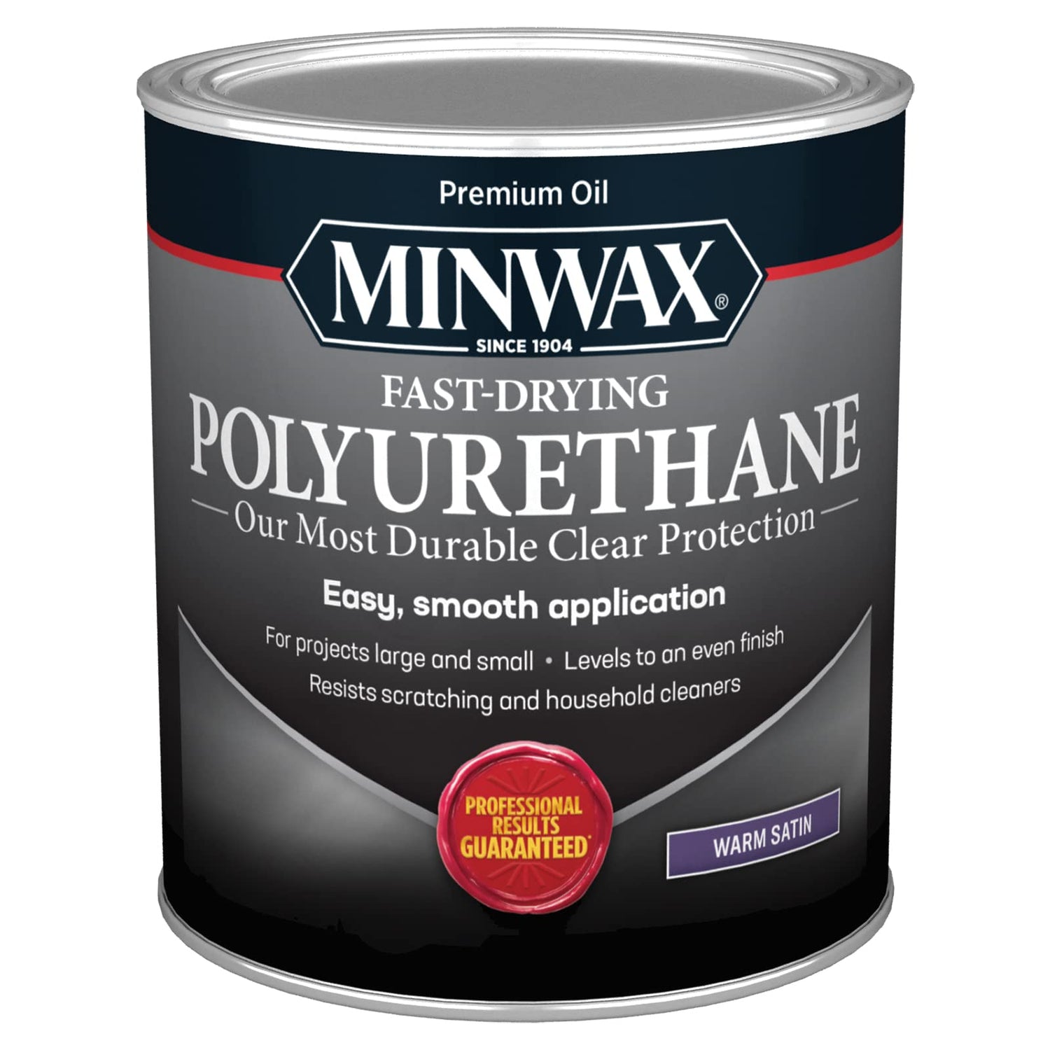 Minwax Fast Drying Polyurethane Protective Wood Finish, Warm Satin, 1 Quart Minwax