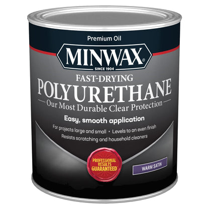 Minwax Fast Drying Polyurethane Protective Wood Finish, Warm Satin, 1 Quart - WoodArtSupply