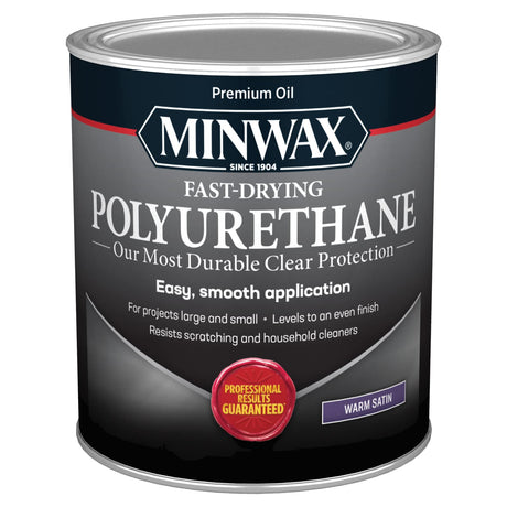 Minwax Fast Drying Polyurethane Protective Wood Finish, Warm Satin, 1 Quart Minwax