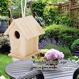 Wooden Birdhouses, 4Pcs Mini Hanging Birds Nests Ornaments Kids DIY Painting Crafts Set, Unfinished Wood Bird House for Outdoor Garden Balcony Hapivida