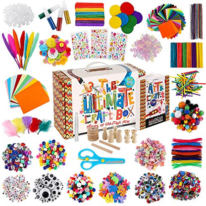 3000+ Pcs Arts and Crafts Supplies for Kids - Kids Craft kit for Boys & Girls - The Ultimate Craft Box Set with 99 Activities Book for Ages 4-6, 6-8,