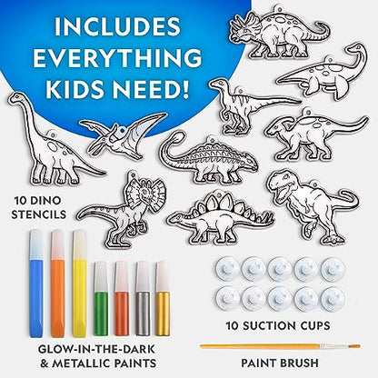 National Geographic Kids Stained Glass Kit - Glow in The Dark Dinosaur Toys, Kids Arts and Crafts Set, Window Sun Catchers, Kids Activities, Kids