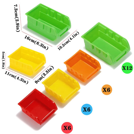 MULSAME Garage Storage Bins With Pegboard, Wall Mounted Parts Rack with 30PCS Bins Organizer, Stackable Garage Plastic Shop Tool, Garage Organizers MULSAME