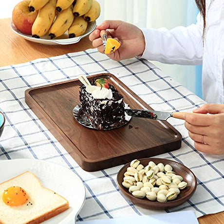 Bamber Wood Rectangular Serving Trays, Medium, Black Walnut, 13.4 x 9 Inches Bamber
