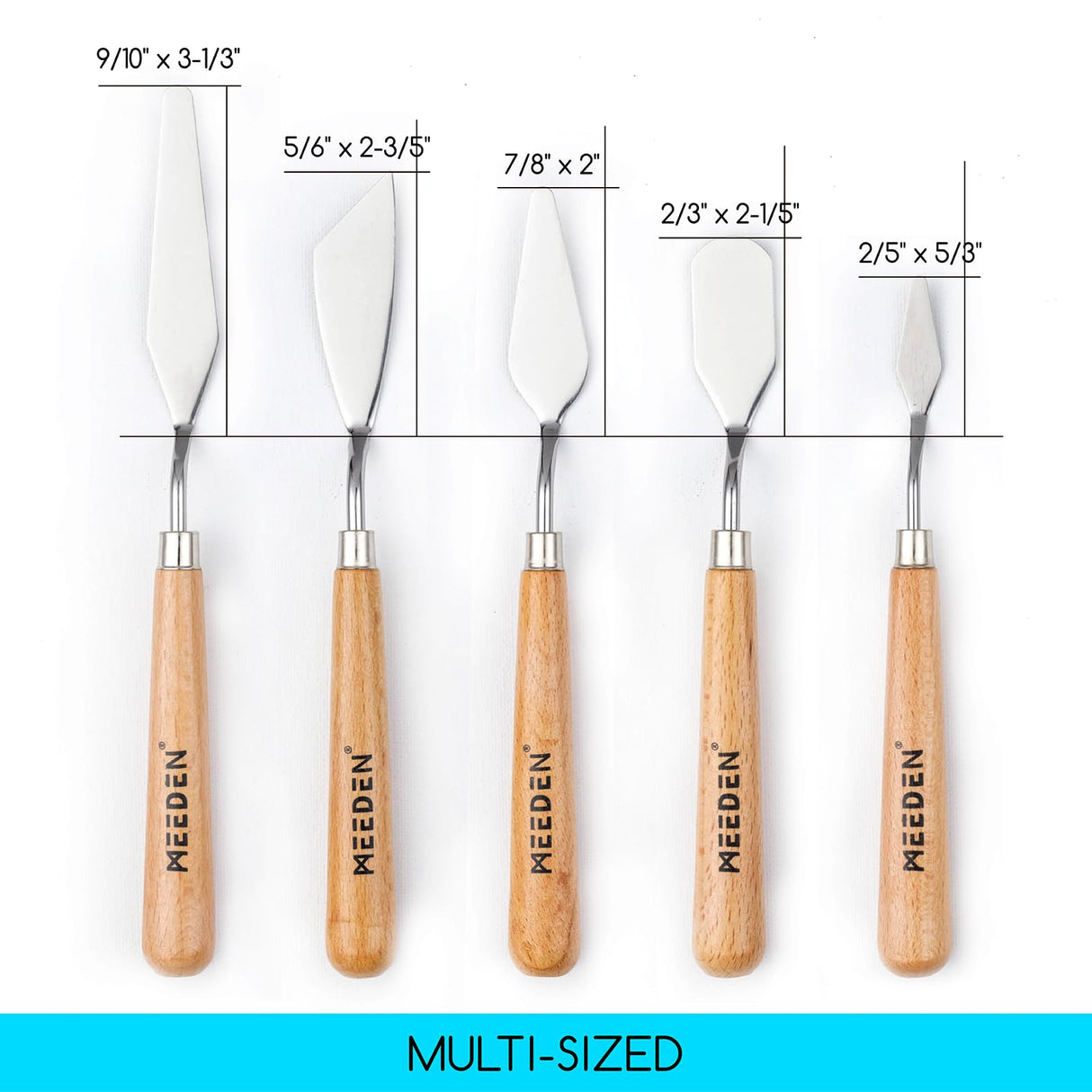 MEEDEN 5 Pieces Painting Knives, Stainless Steel Spatula Palette Knives Oil Paint Metal Pallet Knife with Wood Handle Art Tools for Watercolor Oil MEEDEN