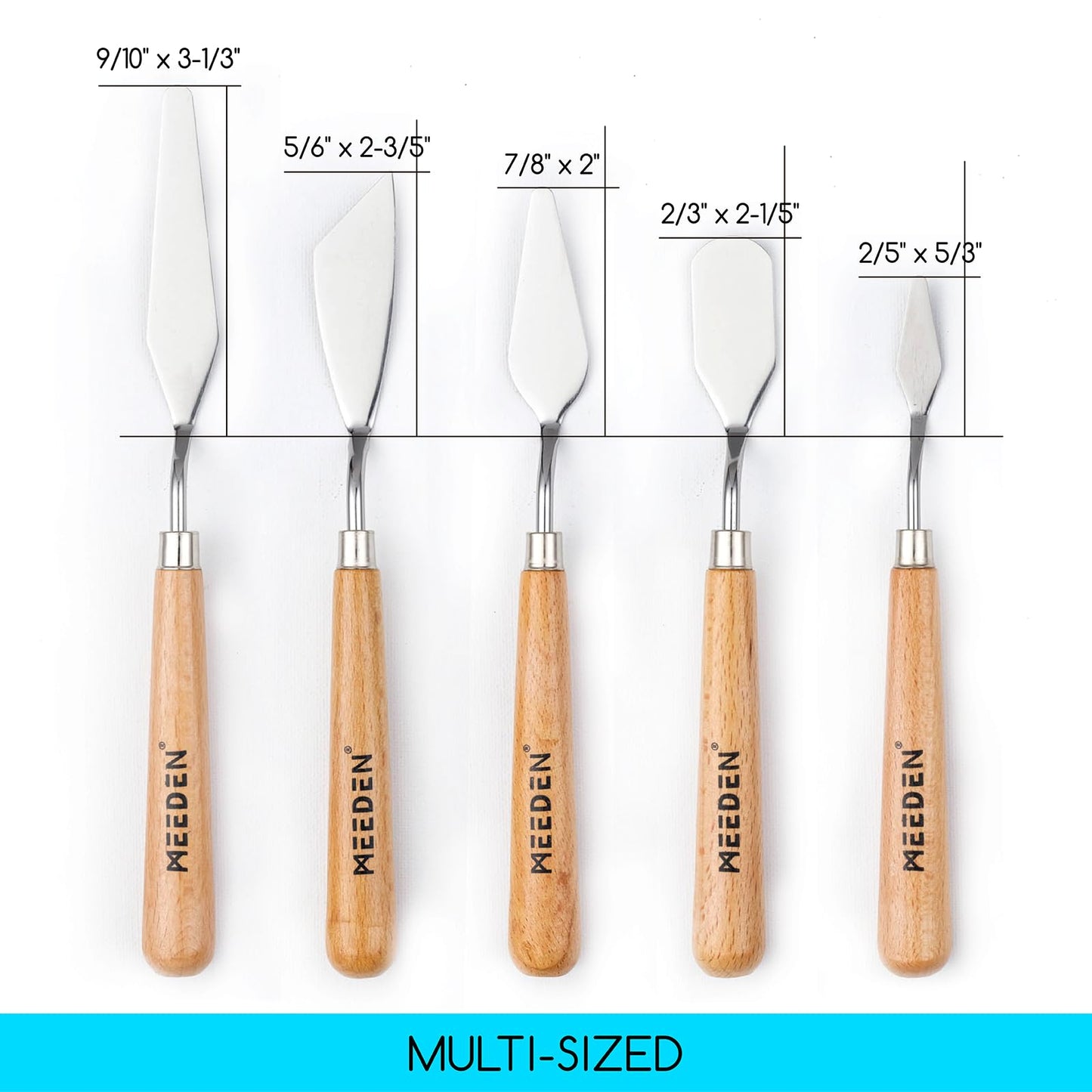 MEEDEN 5 Pieces Painting Knives, Stainless Steel Spatula Palette Knives Oil Paint Metal Pallet Knife with Wood Handle Art Tools for Watercolor Oil - WoodArtSupply