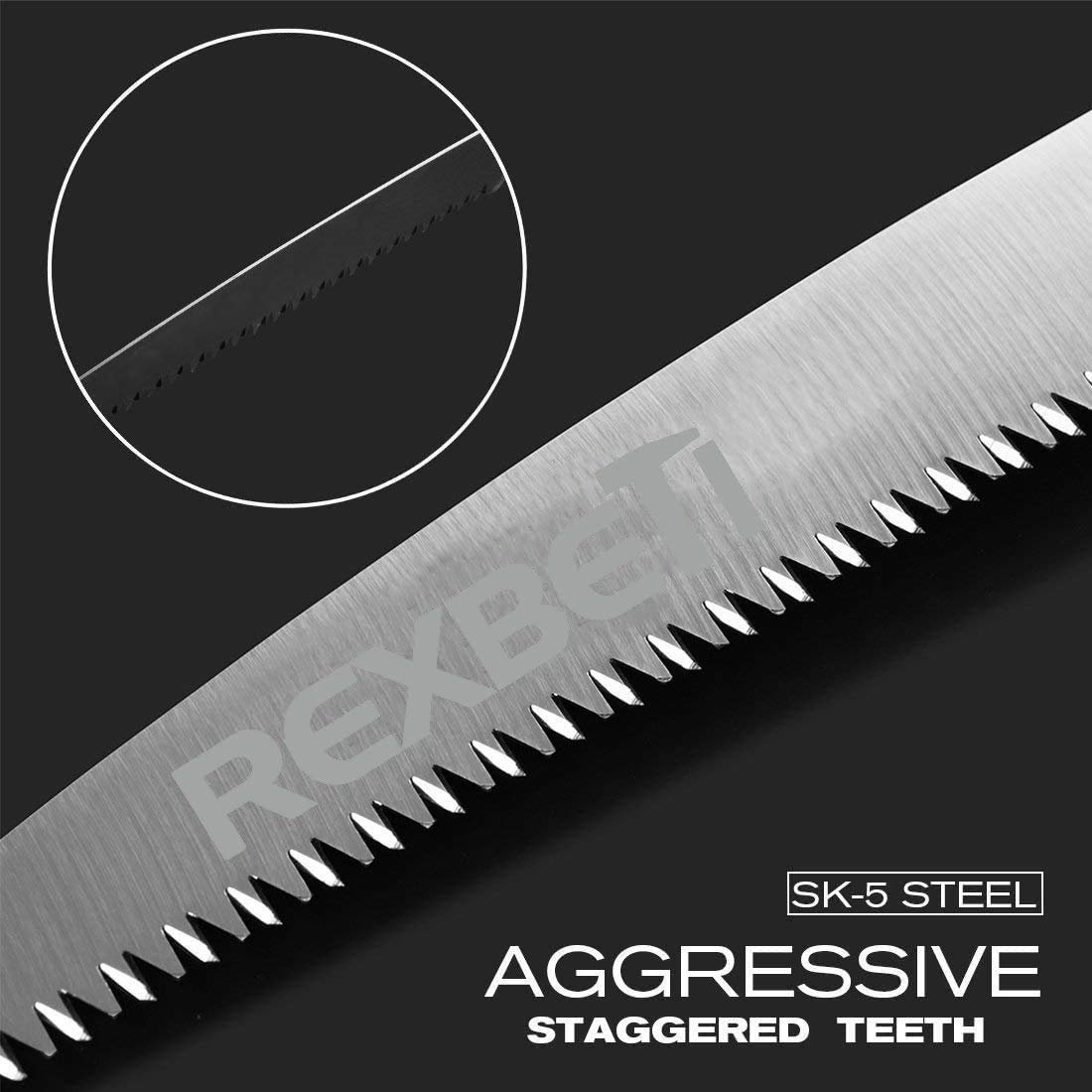 REXBETI Folding Saw, Compact Design 8 Inch Blade Hand Saw for Wood Camping, Dry Wood Pruning Saw with Hard Teeth, Quality SK-5 Steel REXBETI