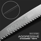 REXBETI Folding Saw, Compact Design 8 Inch Blade Hand Saw for Wood Camping, Dry Wood Pruning Saw with Hard Teeth, Quality SK-5 Steel REXBETI