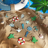 Coastal Cruise Ship Miniature Beach Themed Craft Wood Cutout Starfish, Sea Turtle, Sea Ring, Captain Wheel and Fish Small Wood Nautical Marine Jetec