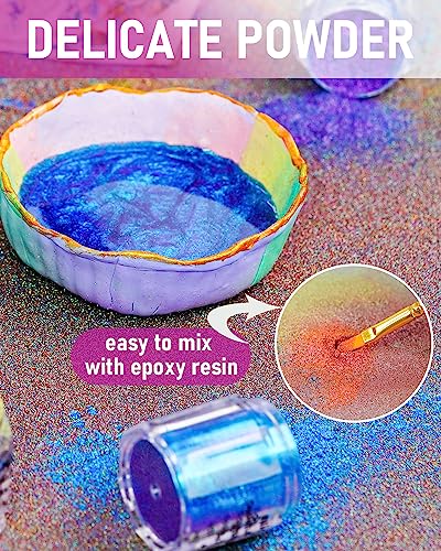 Nicpro 8 Colors Chameleon Mica Powder, Color Shift Mica Powder for Epoxy Resin & Tumbler, Resin Supplies Pigment Powder for Soap Making 0.17 oz/jar - WoodArtSupply