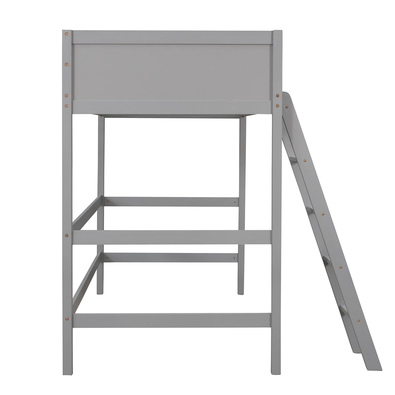 Harper & Bright Designs Grey Twin Size Wooden Loft Bed with Ladder for Kids and Teens Harper & Bright Designs
