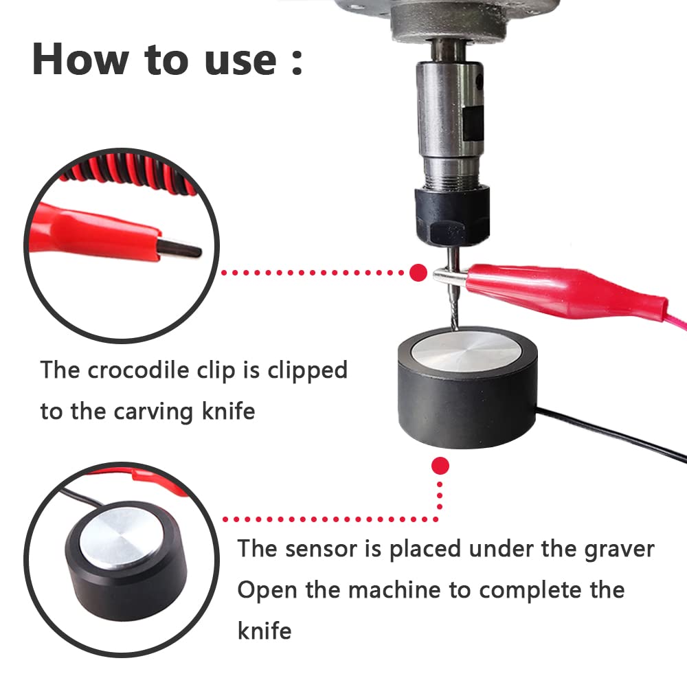 DKARDU CNC Router Z-Axis Tool Setting Touch Probe Block Milling CNC Router Mill Zero Check Touch Plate for CNC Engraving Machines, with Wire End Caps DKARDU