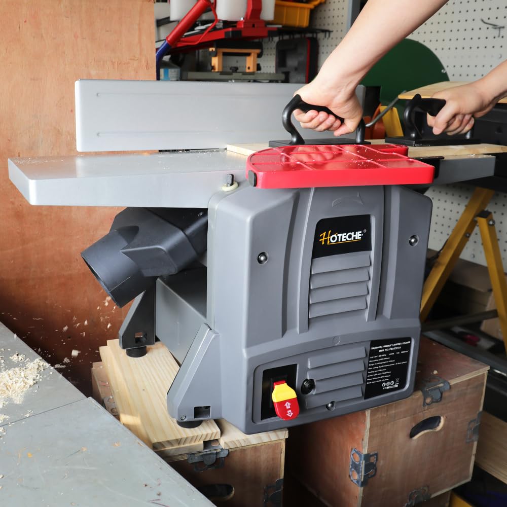 Hoteche 8-Inch Bechtop Jointer&Planer - 13-Amp Variable Speed Jointer Planer Combo with Extendable Table Hoteche